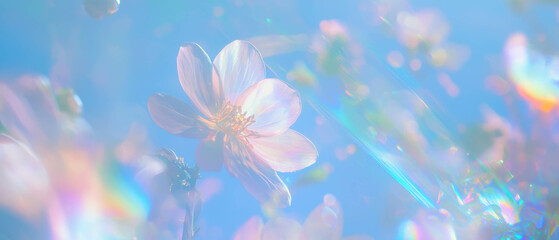 Poster - Soft holographic textures and floral elements create a serene and vibrant atmosphere