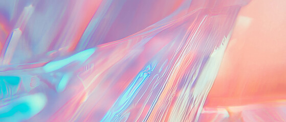 Poster - Soft holographic textures create a layered design with clear central focus and complex shape
