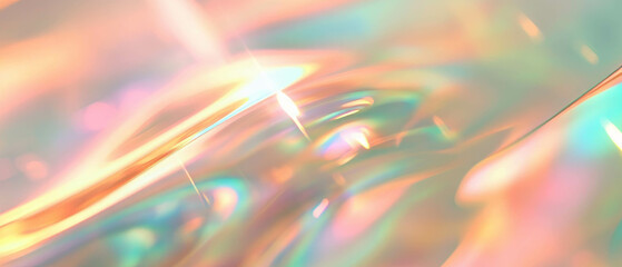 Aufkleber - Soft holographic waves create a serene background with an empty center for design purposes