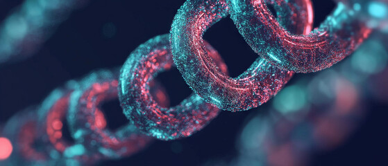Poster - Transparent blockchain layers with intricate textures and vibrant colors create depth and movement