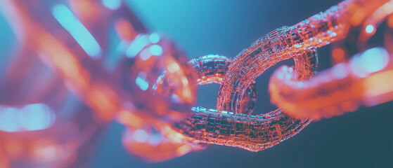 Poster - Wavy blockchain lines create an abstract digital landscape with dynamic messaging area