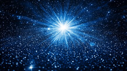 Abstract Blue Sparkle Burst Background.
