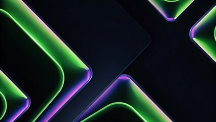 Fototapete - Wavy green neon line digital technology background, glowing abstract motion, futuristic light trail, electric energy flow, circuit concept, vibrant cyber pattern, sci-fi modern wallpaper