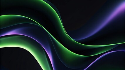Fototapete - Wavy green neon line digital technology background, glowing abstract motion, futuristic light trail, electric energy flow, circuit concept, vibrant cyber pattern, sci-fi modern wallpaper