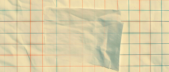 Poster - Creative workspace featuring grid paper and empty textured banner for design inspiration