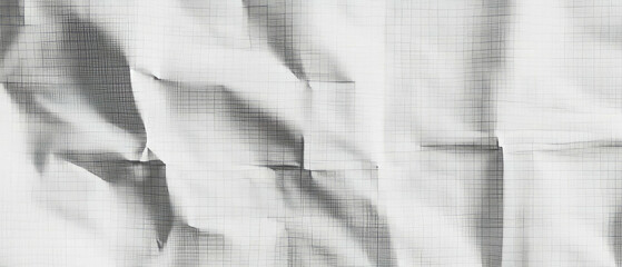 Poster - Soft texture of light gray grid paper exhibiting creased surface and central empty space