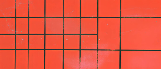 Poster - Bright red grid paper featuring bold black lines with a central empty space for creativity
