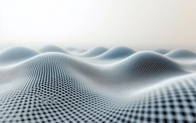 Poster - Abstract grayscale wavy grid surface.
