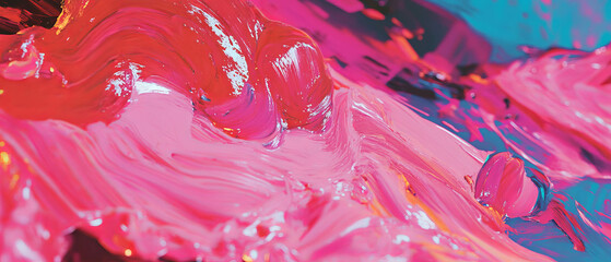 Poster - Bold colors create dynamic abstract brushstrokes with textured surfaces in close-up view