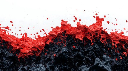 Wall Mural - A dynamic splash of red and black liquid creates a striking visual contrast, resembling an abstract expression of energy and motion.