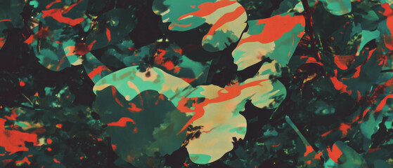 Poster - Exploration of adaptive camouflage with shifting colors and textured surfaces in natural settings