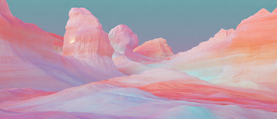 Poster - Vibrant alien landscapes with otherworldly textures in vivid colors