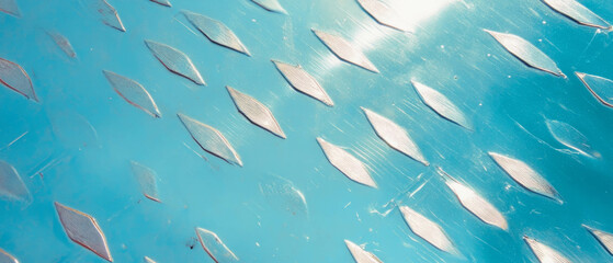 Poster - Texture of aluminum diamond plate with raised diamond pattern on a smooth surface