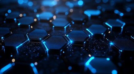Wall Mural - a black background with hexagonal patterns