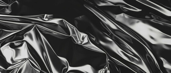 Aufkleber - Reflective surface of crumpled aluminum foil showcasing intricate texture and sheen
