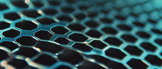 Poster - Intricate texture of aluminum honeycomb showcasing a lightweight hexagonal design