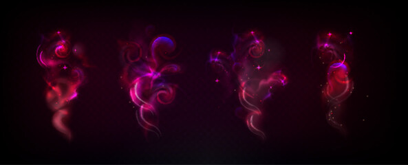 Poster - magic wand sparkle effects set with glowing swirls, shimmering pink trails, luminous spirals and mys