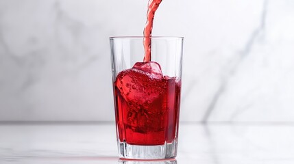Poster - A smooth pour of cranberry syrup into a glass of water, creating a stunning ombre effect as the colors merge.