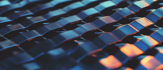 Poster - Complex aluminum mesh texture with woven pattern and metallic sheen displayed artistically