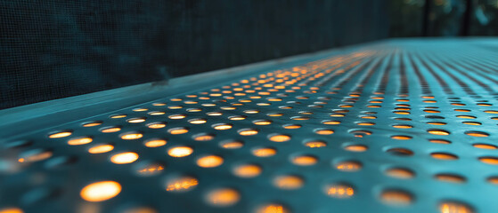 Poster - Modern aluminum texture enhanced with LED lights creating illuminated patterns in design