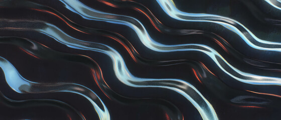 Poster - A detailed view of aluminum texture featuring etched patterns and neon highlights