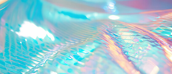 Poster - Futuristic aluminum texture with holographic film and dynamic light effects