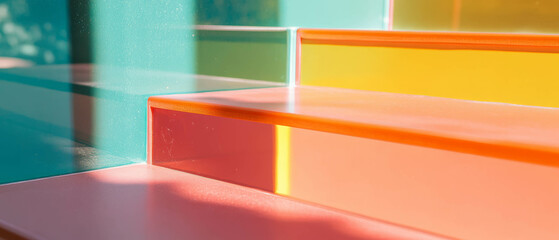 Aufkleber - Vibrant anodized aluminum steps showcasing colorful textures and stunning finishes