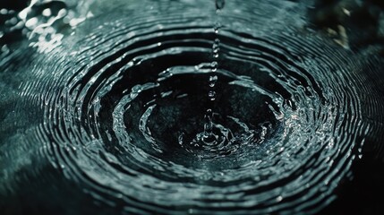 Poster - A water droplet falls into the center of an ocean, creating ripples that spread out in all directions, capturing the essence of movement and the power of nature.