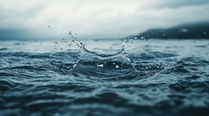 Poster - A water droplet splashes into the ocean, sending ripples out in every direction, representing the interconnectedness of water and nature.