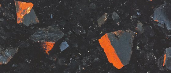 Poster - Rough texture of basalt with volcanic origin showcasing angular fragments and contrasting colors