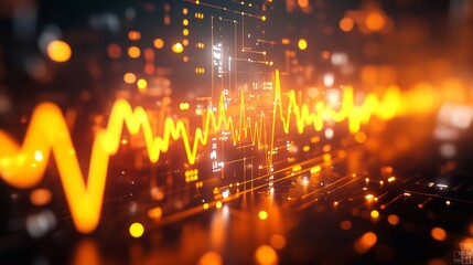 Poster - An artistic rendering of heart wave patterns emerging from a heartbeat monitor, incorporating elements of light and shadow for a dramatic effect