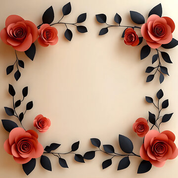 vintage floral background with red roses scattered on old paper with subtle texture and fading colors with copy space with empty space no text no word ...