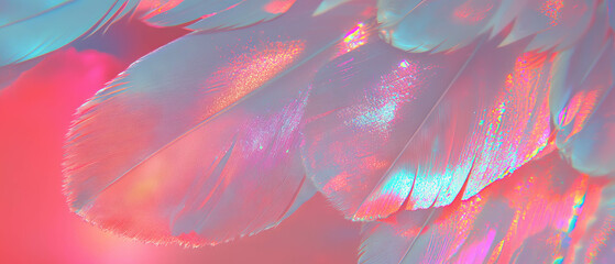 Poster - Dazzling textures of bird feathers showcasing soft hues and glittering colors