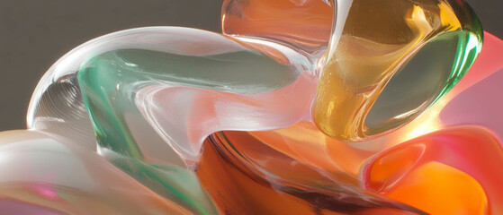 Poster - Blown glass art showcasing smooth curves and vibrant translucent colors in an elegant arrangement