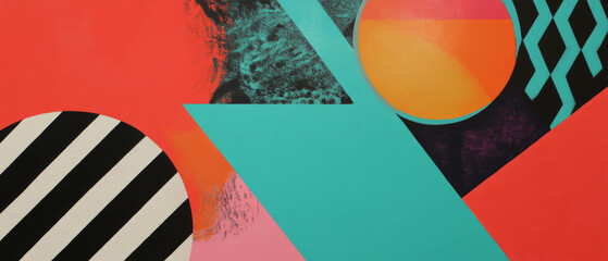 Poster - Bold geometric patterns with vibrant colors and striking contrasts in dynamic composition