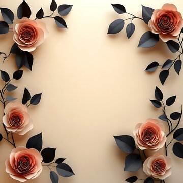 vintage floral background with red roses scattered on old paper with subtle texture and fading colors with copy space with empty space no text no word ...
