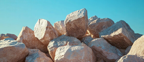 Aufkleber - Boulders with intricate textures under clear blue sky in natural landscape