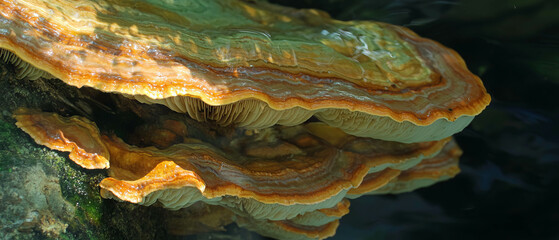 Aufkleber - Bracket fungus displays textured layers with a hard and woody appearance