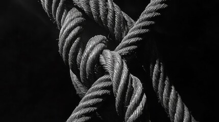 Aufkleber - Several strands of rope and cable intertwined together, symbolizing strength and utility in a close-up shot.