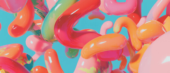 Aufkleber - Playful colorful shapes with bubble textures create a whimsical visual experience