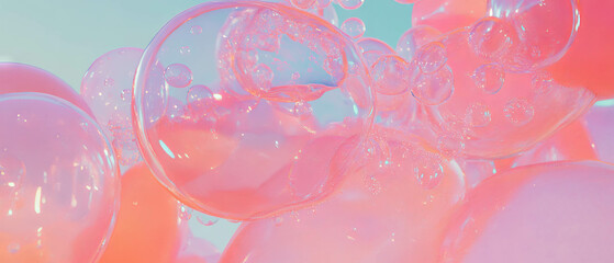 Poster - Bubblegum expands into colorful bubbles with delicate textures and shiny surfaces