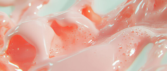 Poster - Gooey texture of heat-melted bubblegum revealing vibrant pink hues and bubbles