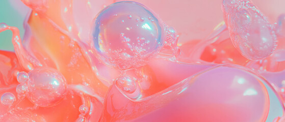 Poster - Bursting bubblegum with a liquid center reveals gooey texture and vibrant colors