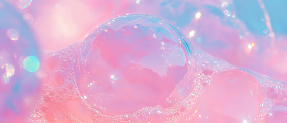Poster - Exploring the lively and colorful texture of bubblegum with soft air bubbles and light reflections
