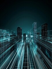 Poster - a magnified view of binary code flowing across a digital landscape, symbolizing it data processing