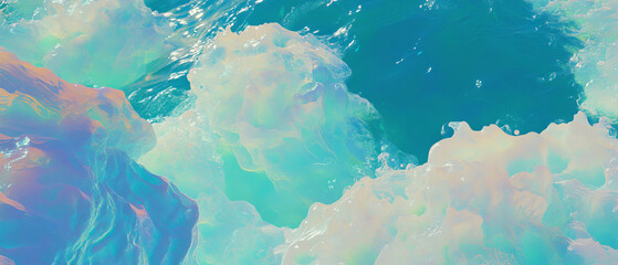Aufkleber - Cascading waterfalls create refreshing mist and vibrant blue water textures in nature's wonder