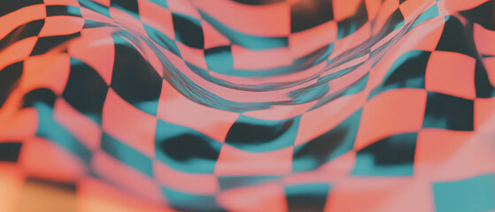 Poster - Vibrant checkerboard patterns create a dynamic visual experience with depth and texture