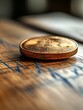 © kang - Golden coin on financial chart.