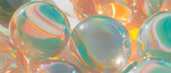 Poster - Colors and swirls of glass marbles create an artistic display of texture and light