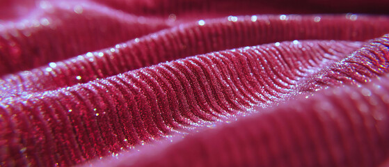 Poster - Rich corduroy texture featuring ribbed lines and abstract glitter patterns in vibrant red